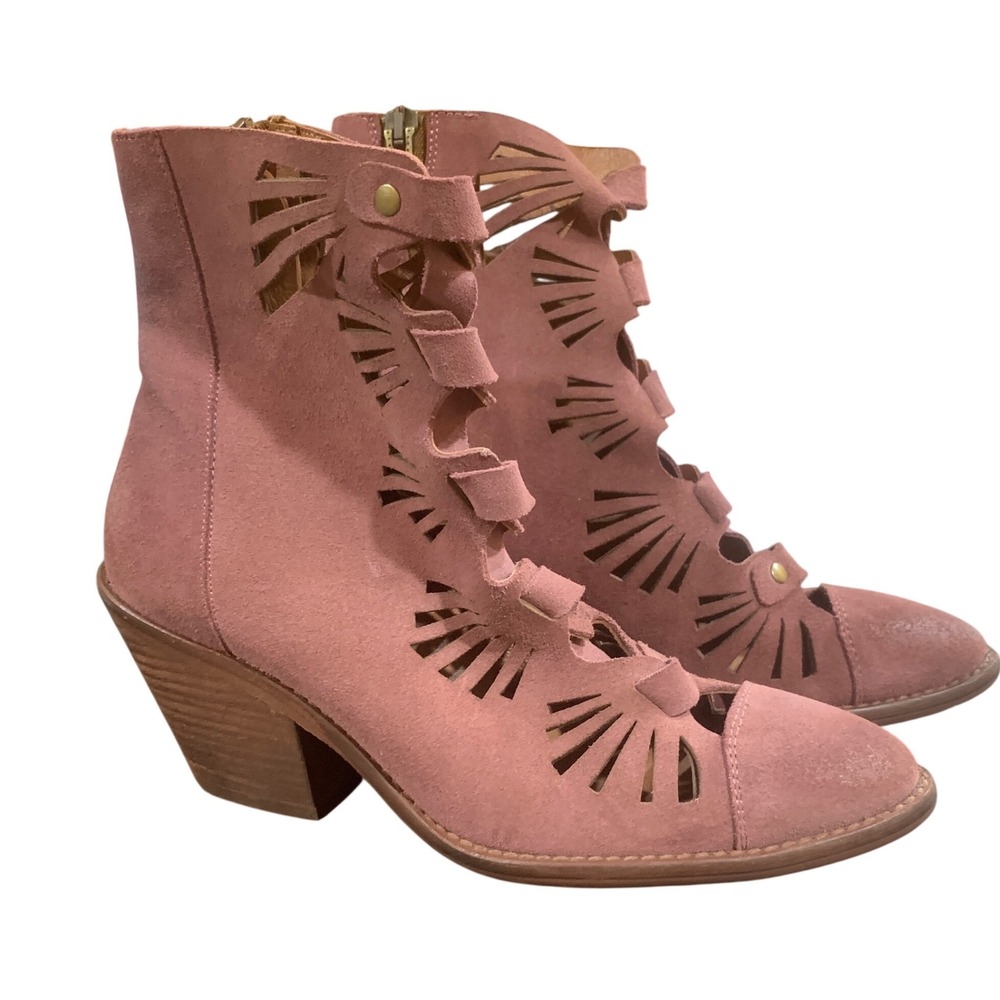 Vera Cruz Suede Cutout Ankle Booties Mauve Boho Western EU 36 US 6